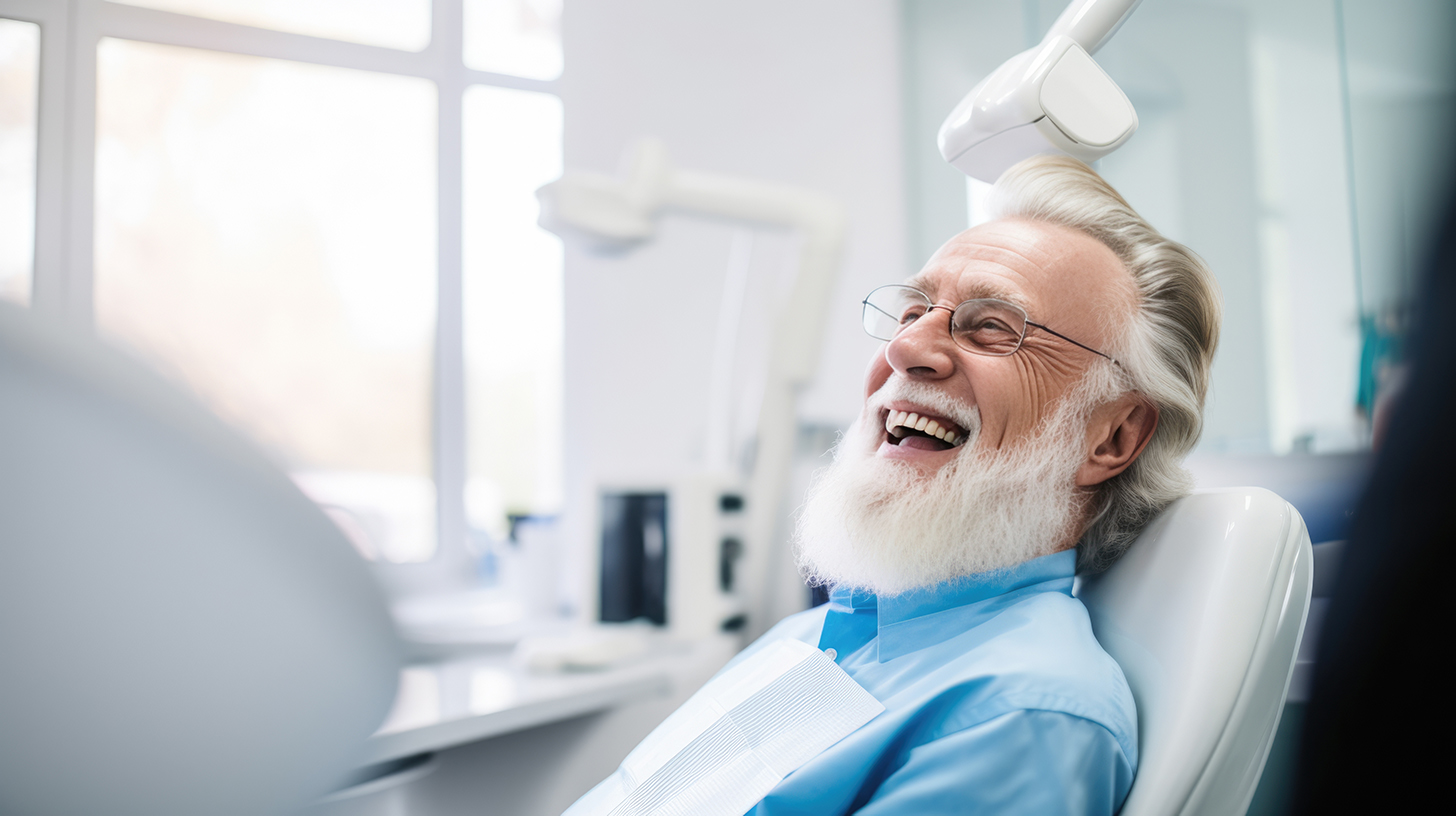 man during composite dental bonding appointment at minter dentistry